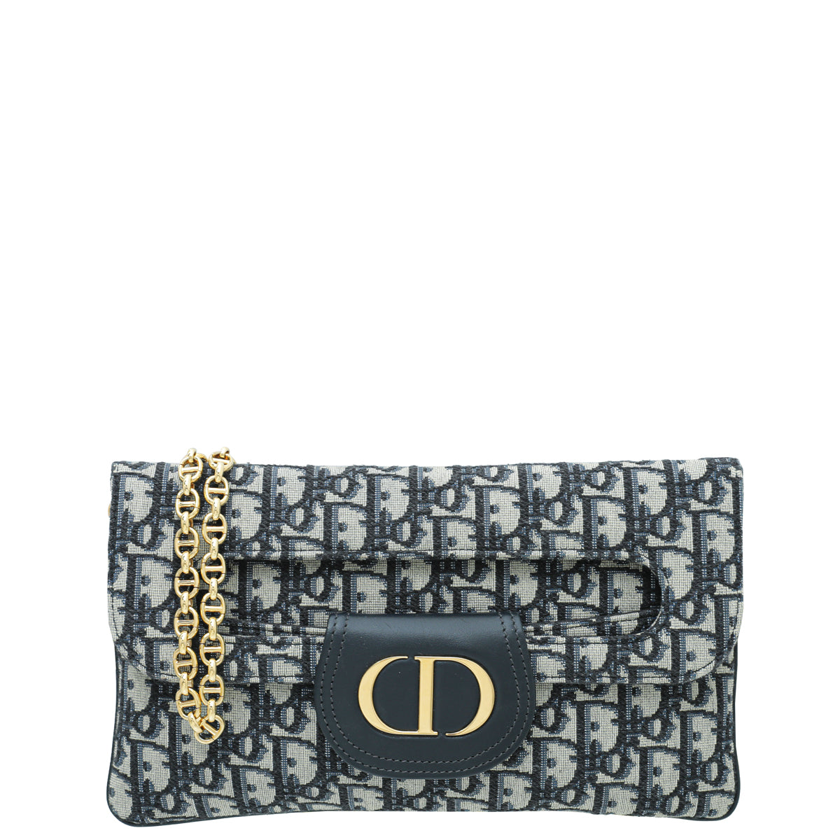 Christian Dior Blue Oblique "Diordouble" Chain Clutch Bag-Christian Dior-THE CLOSET