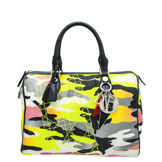 Christian Dior Multicolor Anselm Reyle Camouflage Boston Bag