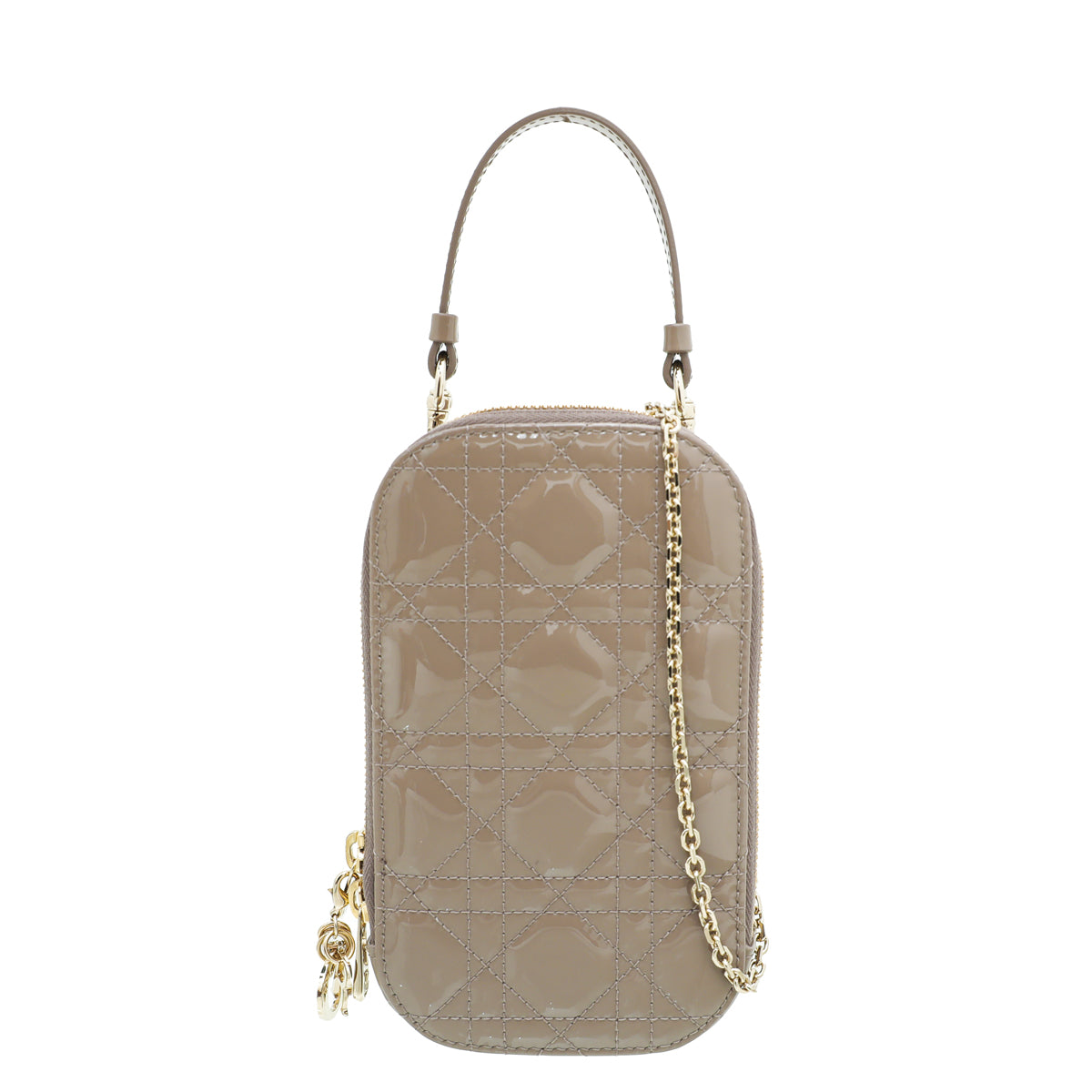 Christian Dior Hazelnut Lady Dior Chain Phone Holder-Christian Dior-THE CLOSET