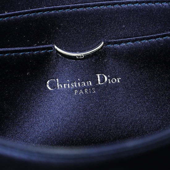 Christian Dior Blue Satin CD Logo Box Clutch