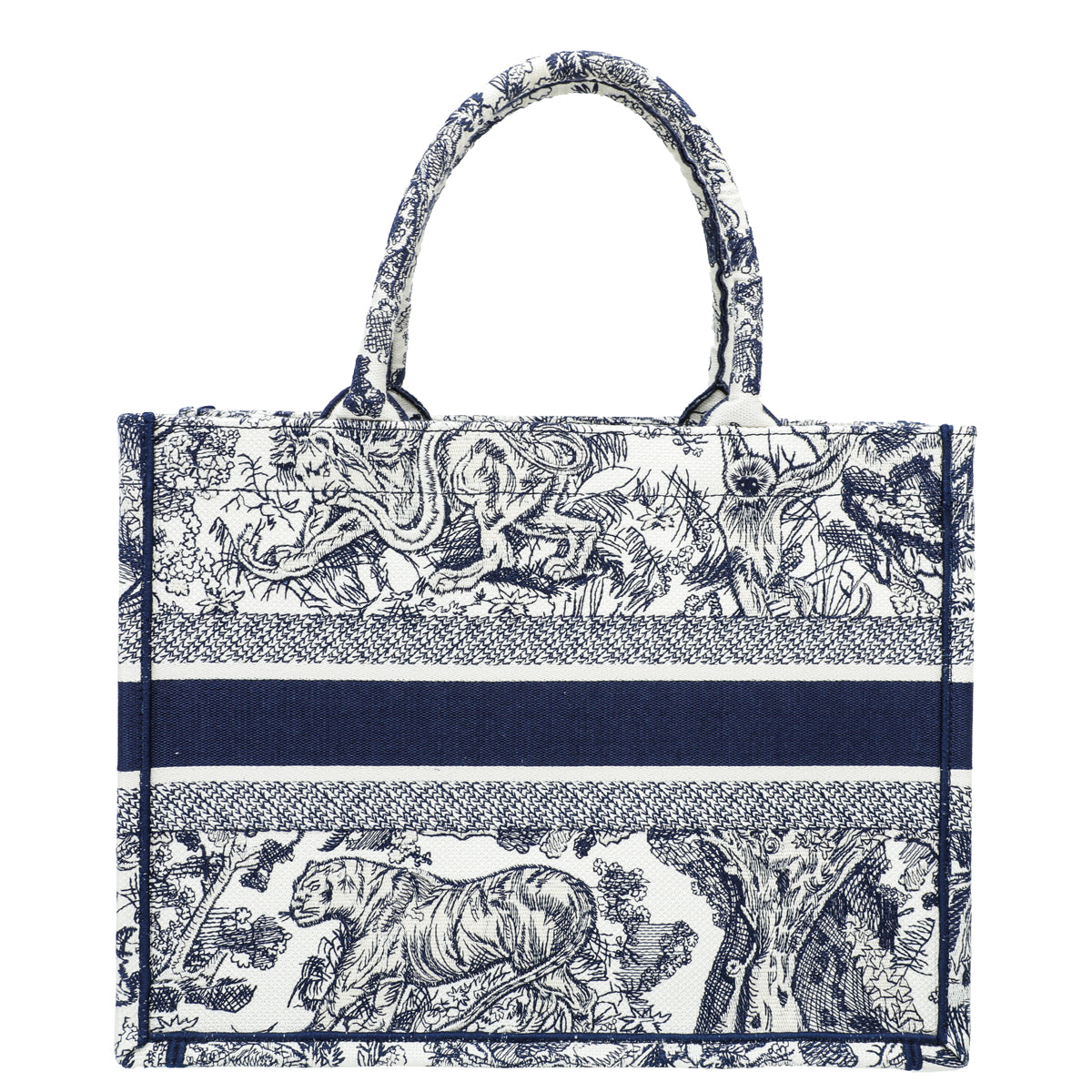 Christian Dior Bicolor Toile De Jouy Embroidery Book Tote Medium Bag-Christian Dior-THE CLOSET