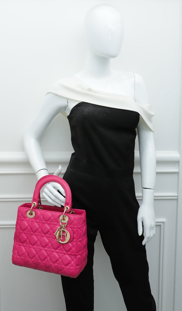 Christian Dior Fuchsia Lady Dior Medium Bag