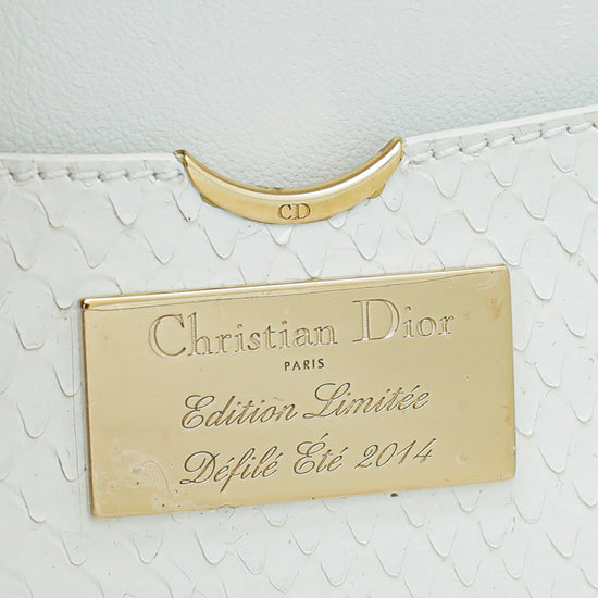 Christian Dior White Python Clutch W/Beaded Tassel