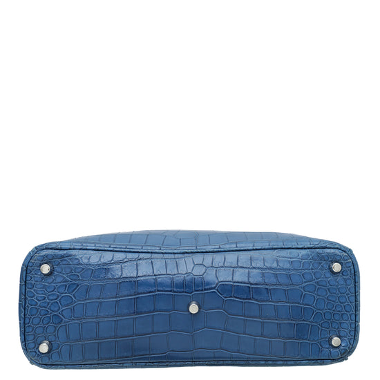 Christian Dior Bag Diorissimo Matte Blue Bi Color Crocodile Tote