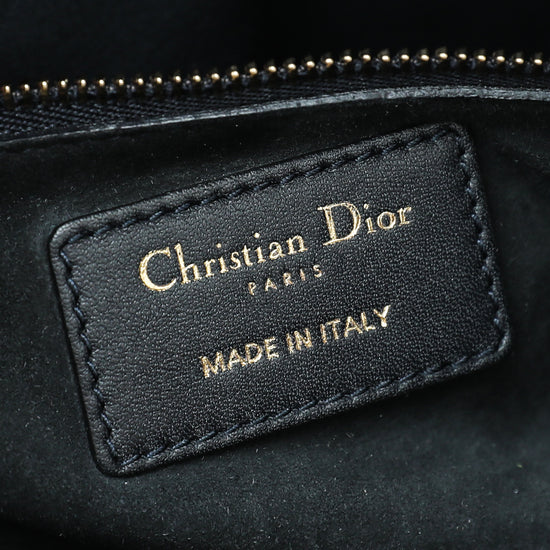 Christian Dior Indigo Blue Lady Dior Supple Medium Bag w/Medalion Strap