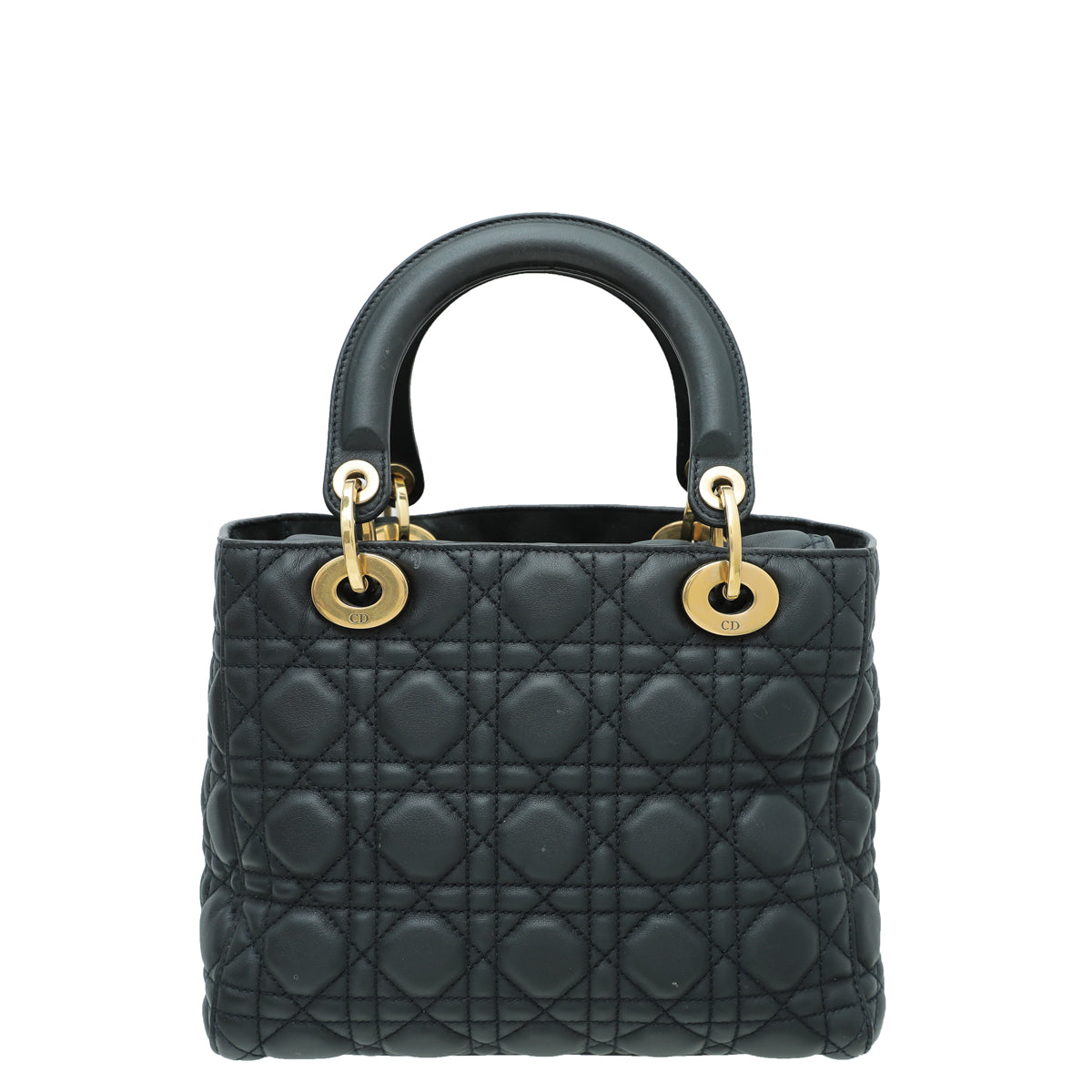 Christian Dior Indigo Blue Lady Dior Supple Medium Bag w/Medalion Strap-Christian Dior-THE CLOSET