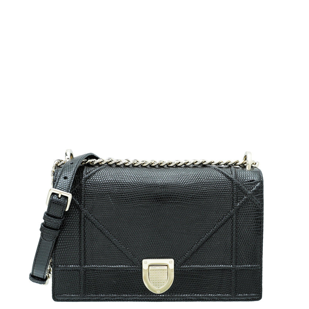 Christian Dior Black Lizard Diorama Medium Bag – The Closet