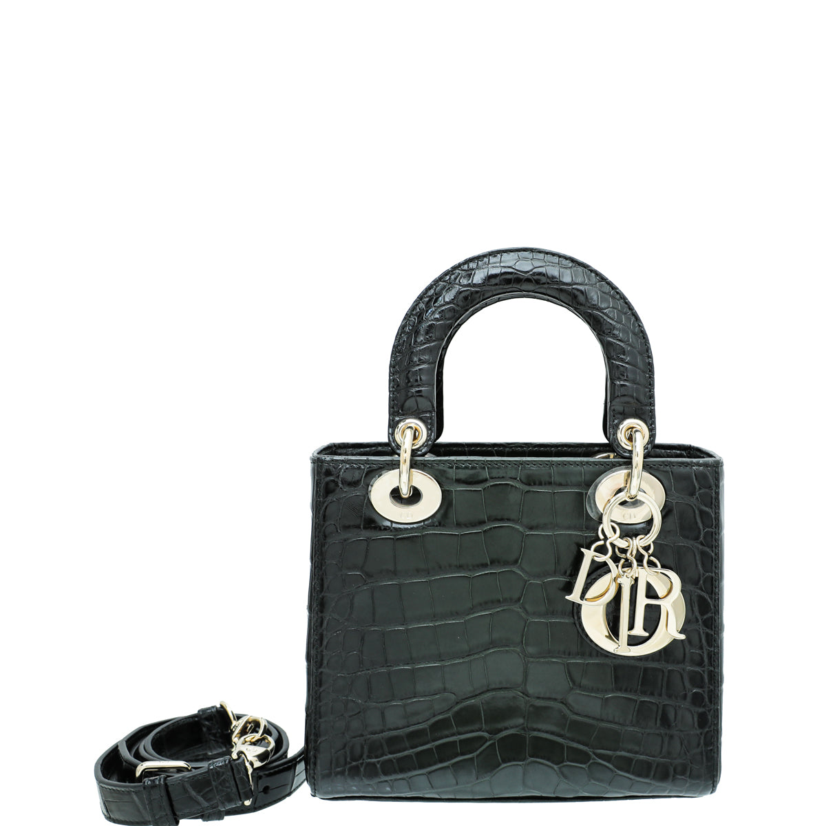 Christian Dior Black Forest Green Lady Dior Alligator Medium Bag-Christian Dior-THE CLOSET
