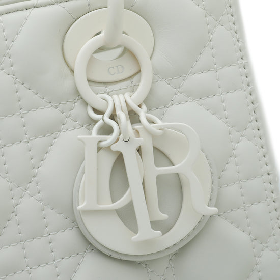 Christian Dior White Ultra Matte Lady Dior Medium Bag