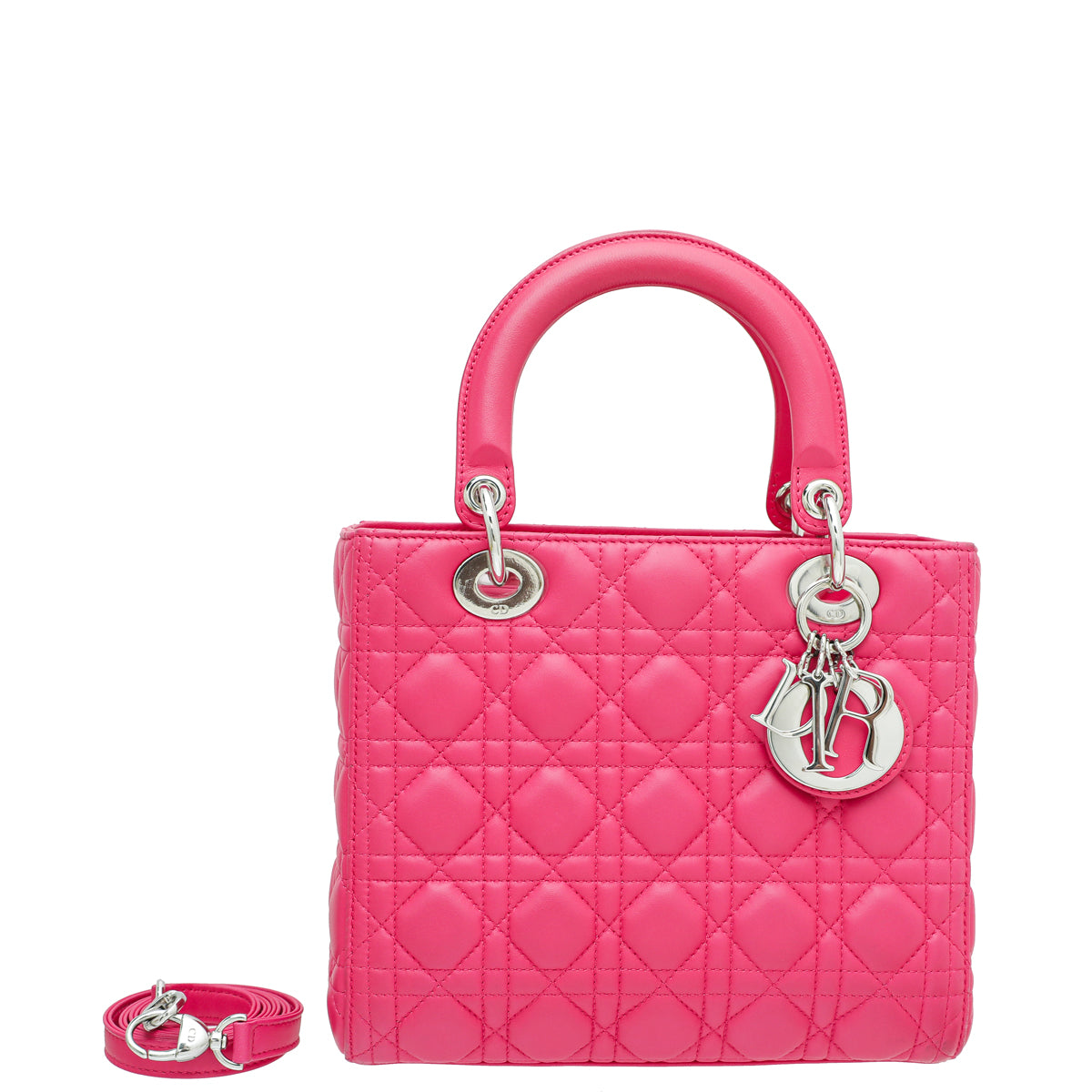 Christian Dior Hot Pink Lady Dior Medium Bag-Christian Dior-THE CLOSET