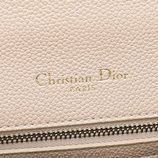 Christian Dior Beige Grained Calfskin Leather Diorama Wallet on