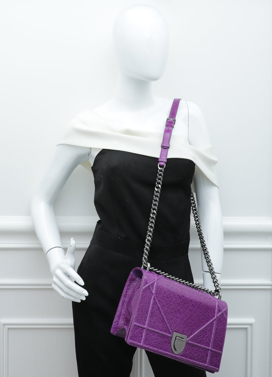 Christian Dior Violet Diorama Ceramic Effect Medium Bag