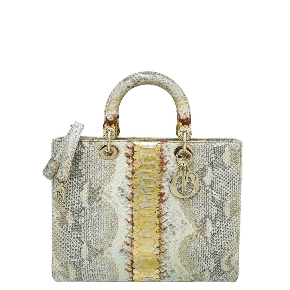 Christian Dior Bicolor Python Lady Dior Large Bag-Christian Dior-THE CLOSET