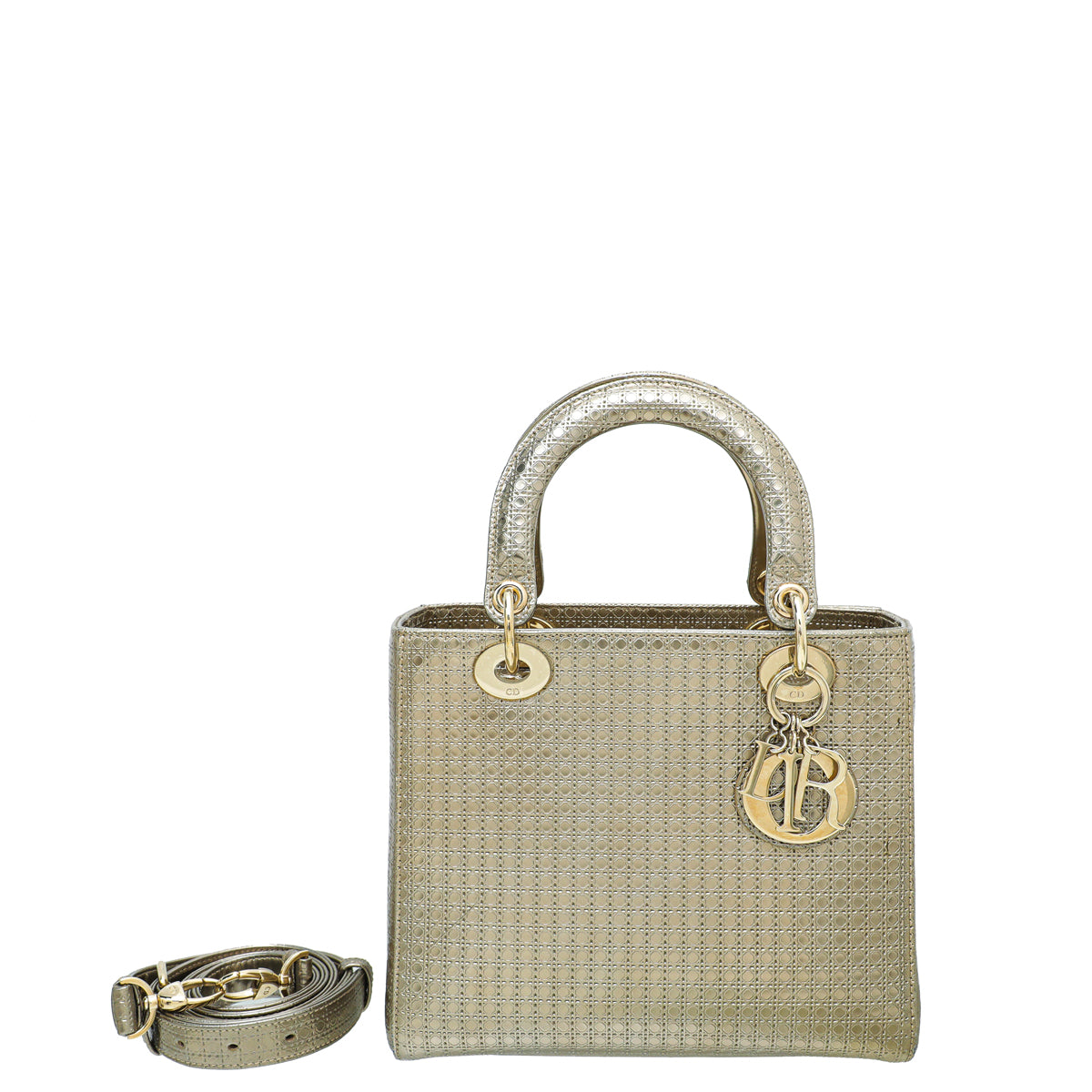 Christian Dior Champagne Lady Dior Micro Cannage Medium Bag-Christian Dior-THE CLOSET