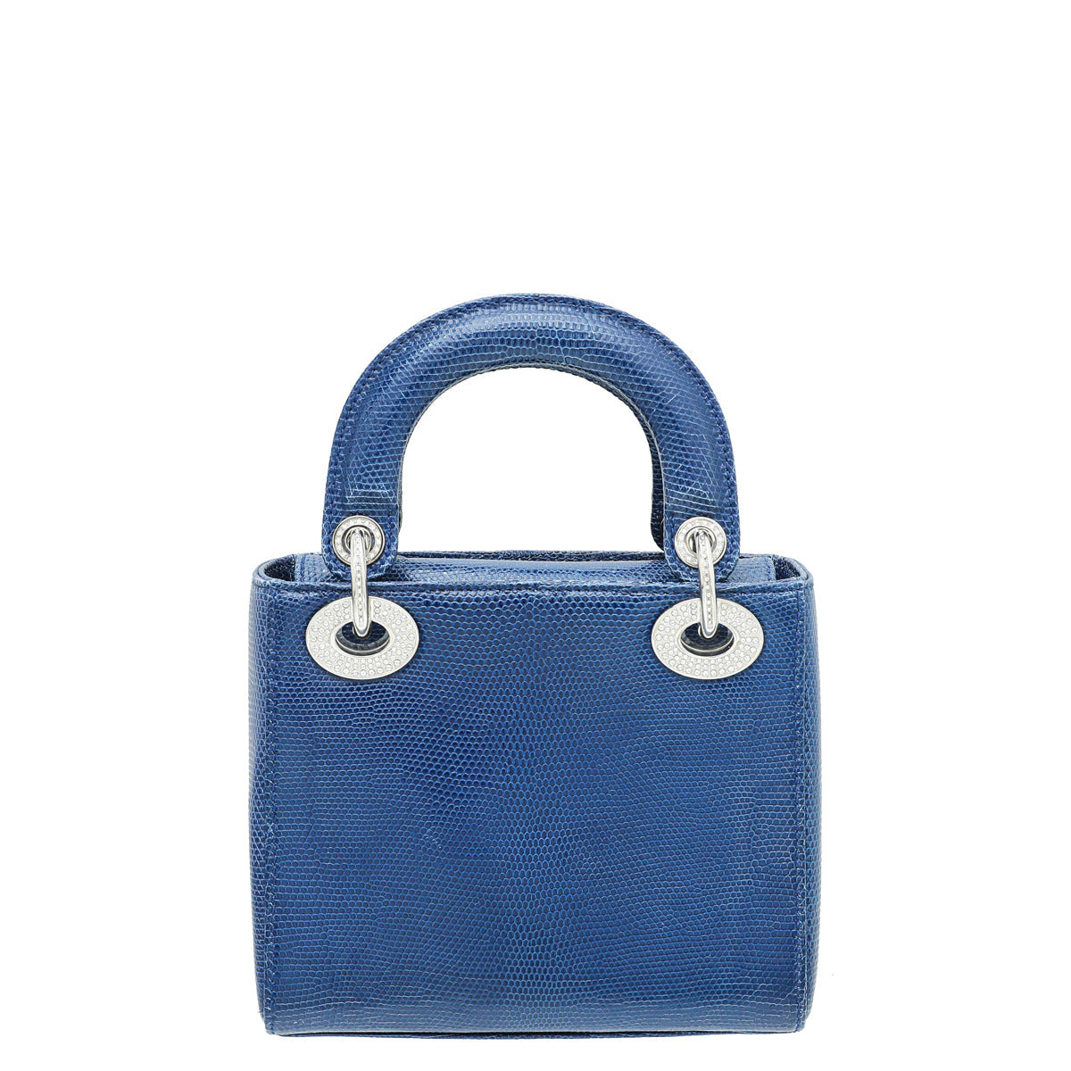 Christian Dior Blue Lizard Lady Dior Mini Swarovski Crystal Strap Bag