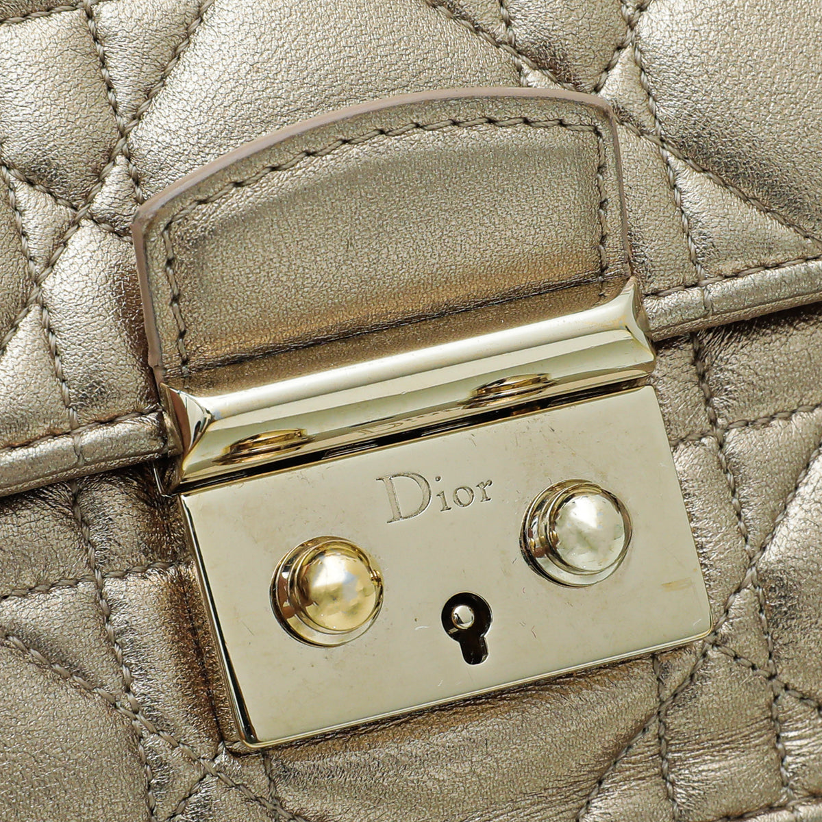 Christian Dior Metallic Gold Miss Dior Promenade Chain Pouch