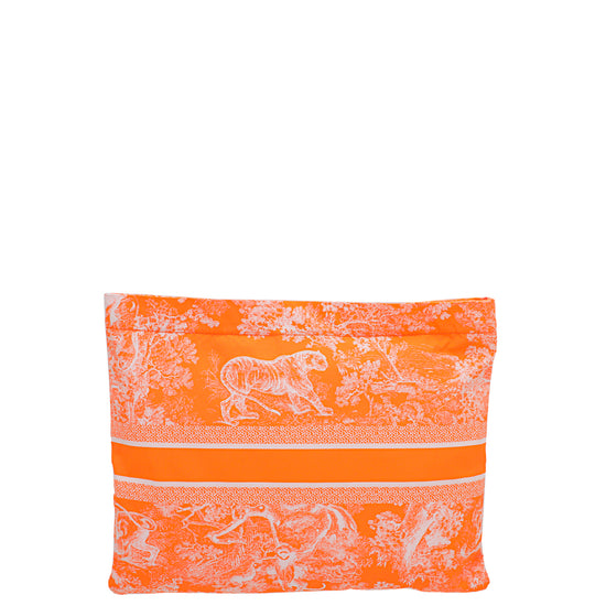 Christian Dior Orange Toile De Jouy Reverse Technical Diortravel Zipped Pouch