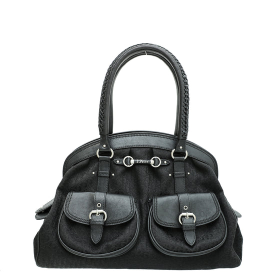 Christian Dior Black Monogram "My Dior" Frame Pocket Satchel Bag