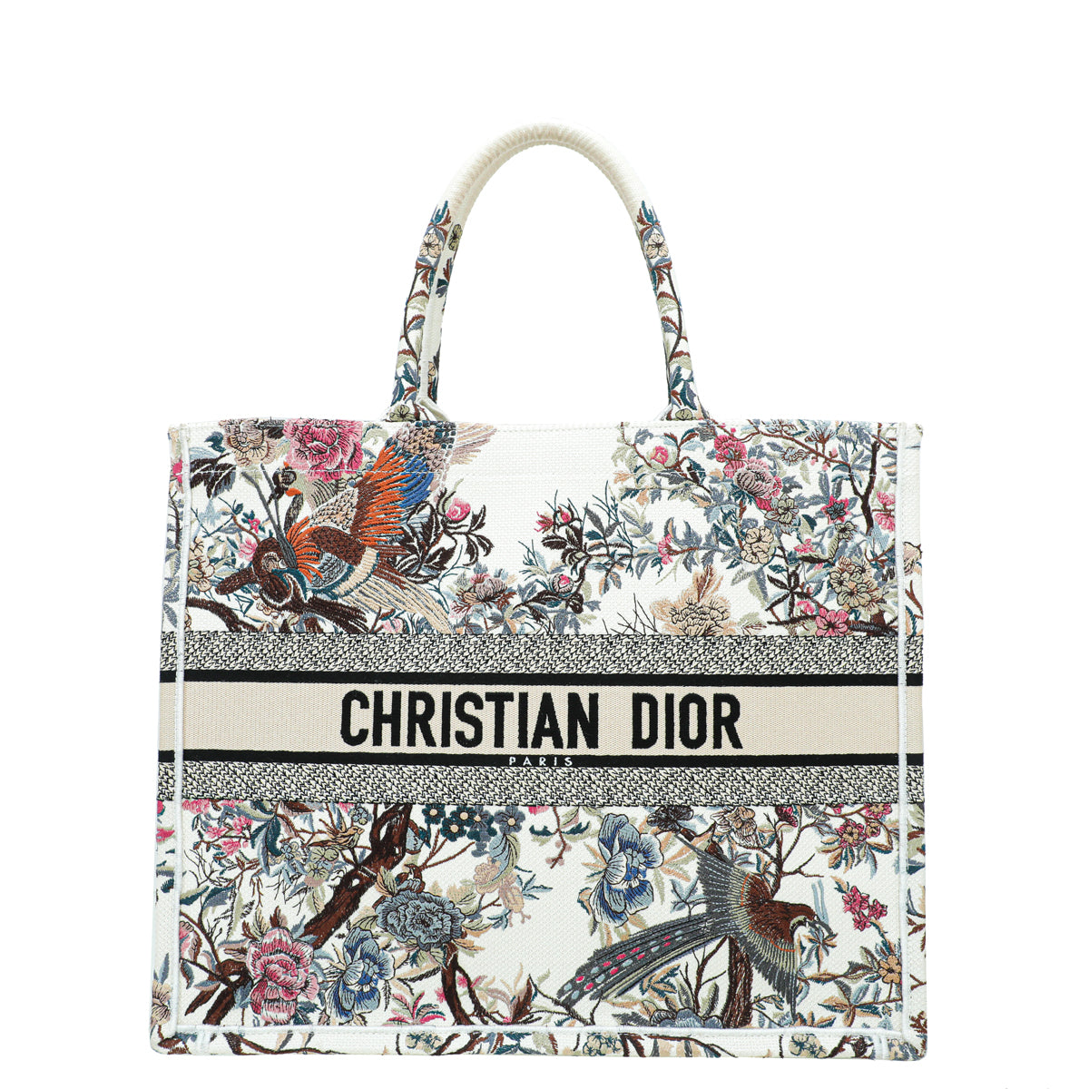 Christian Dior White Multicolor Book Large Tote Bag-Christian Dior-THE CLOSET