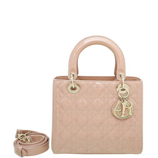 DIOR Small Lady Dior Bag Rose Des Vents Patent Cannage Calfskin - Women