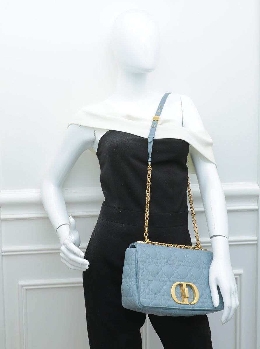 Christian Dior Grey Caro Cannage Medium Bag