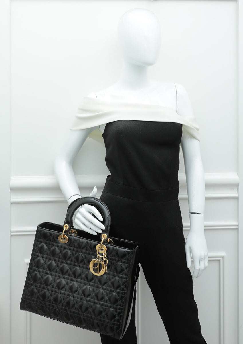 Christian Dior Black Lady Dior Large Bag