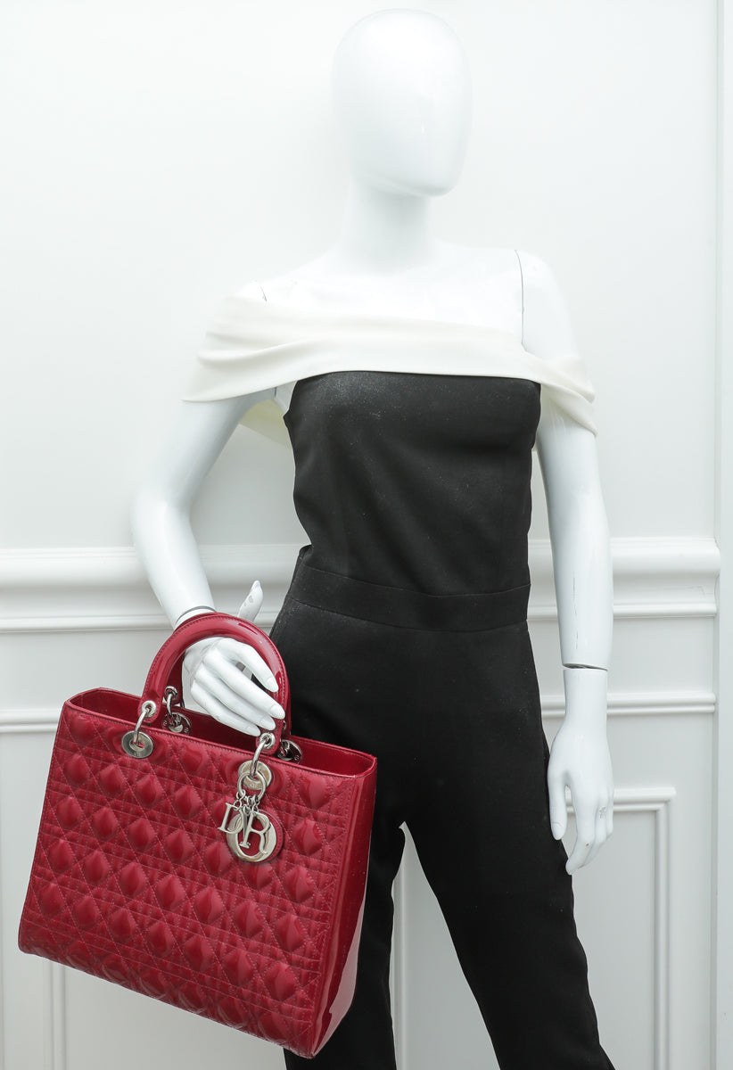 Christian Dior Cerise Lady Dior Large Bag
