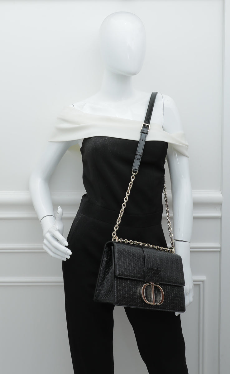 Christian Dior Black 30 Montaigne Micro Cannage Chain Bag