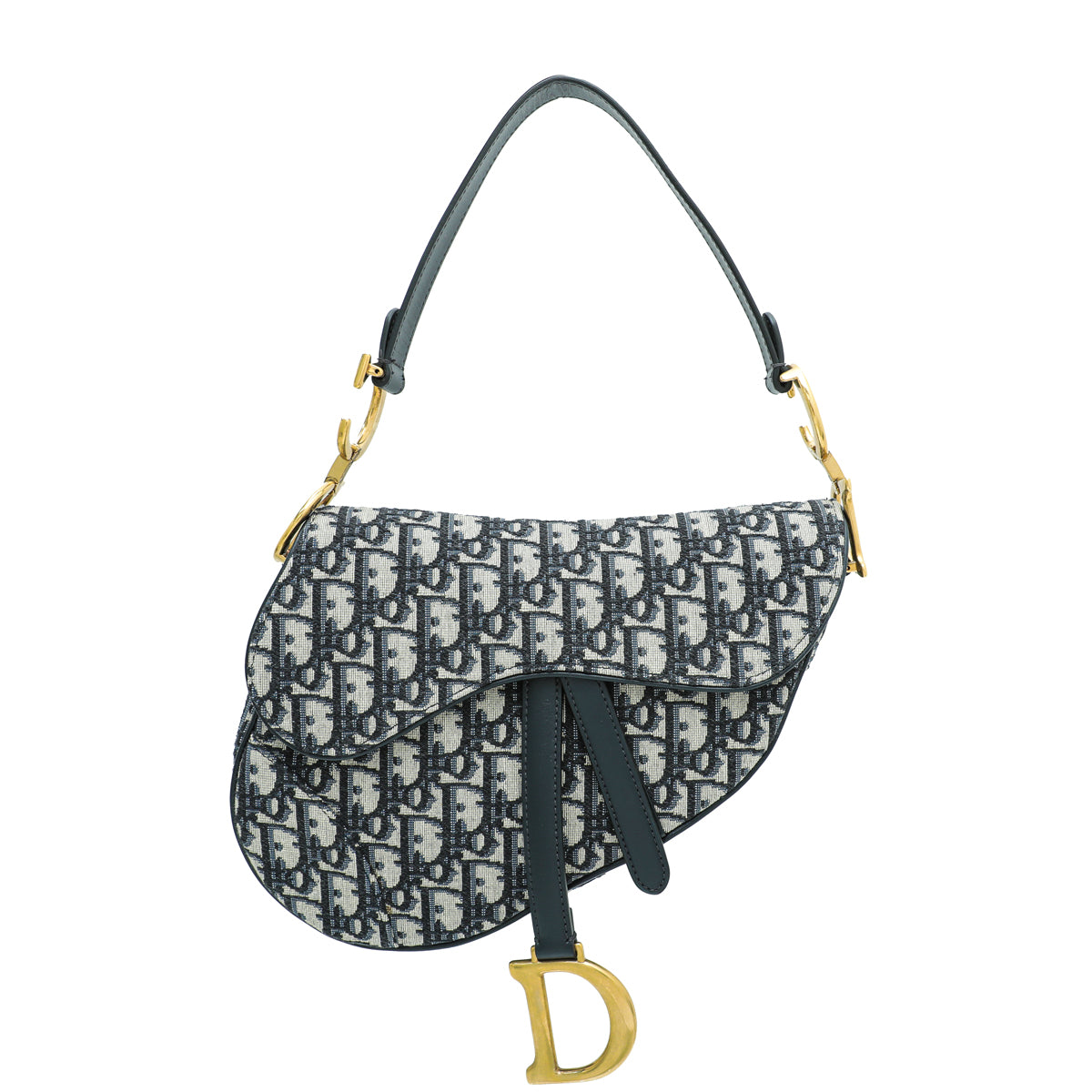 Christian Dior Navy Blue Saddle Oblique Medium Bag-Christian Dior-THE CLOSET