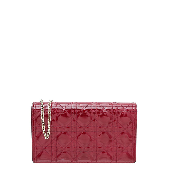 Christian Dior Cherry Red Lady Dior Chain Pouch