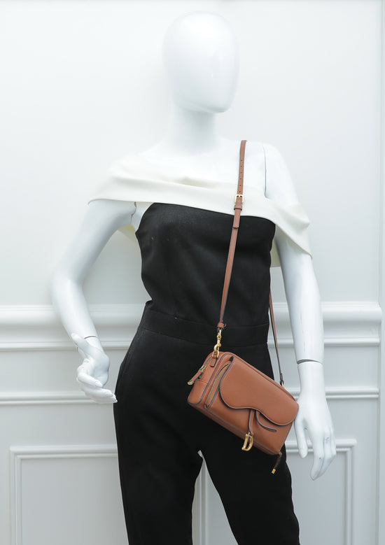 Load image into Gallery viewer, Christian Dior Tan Goatskin Double Saddle Strap Pouch
