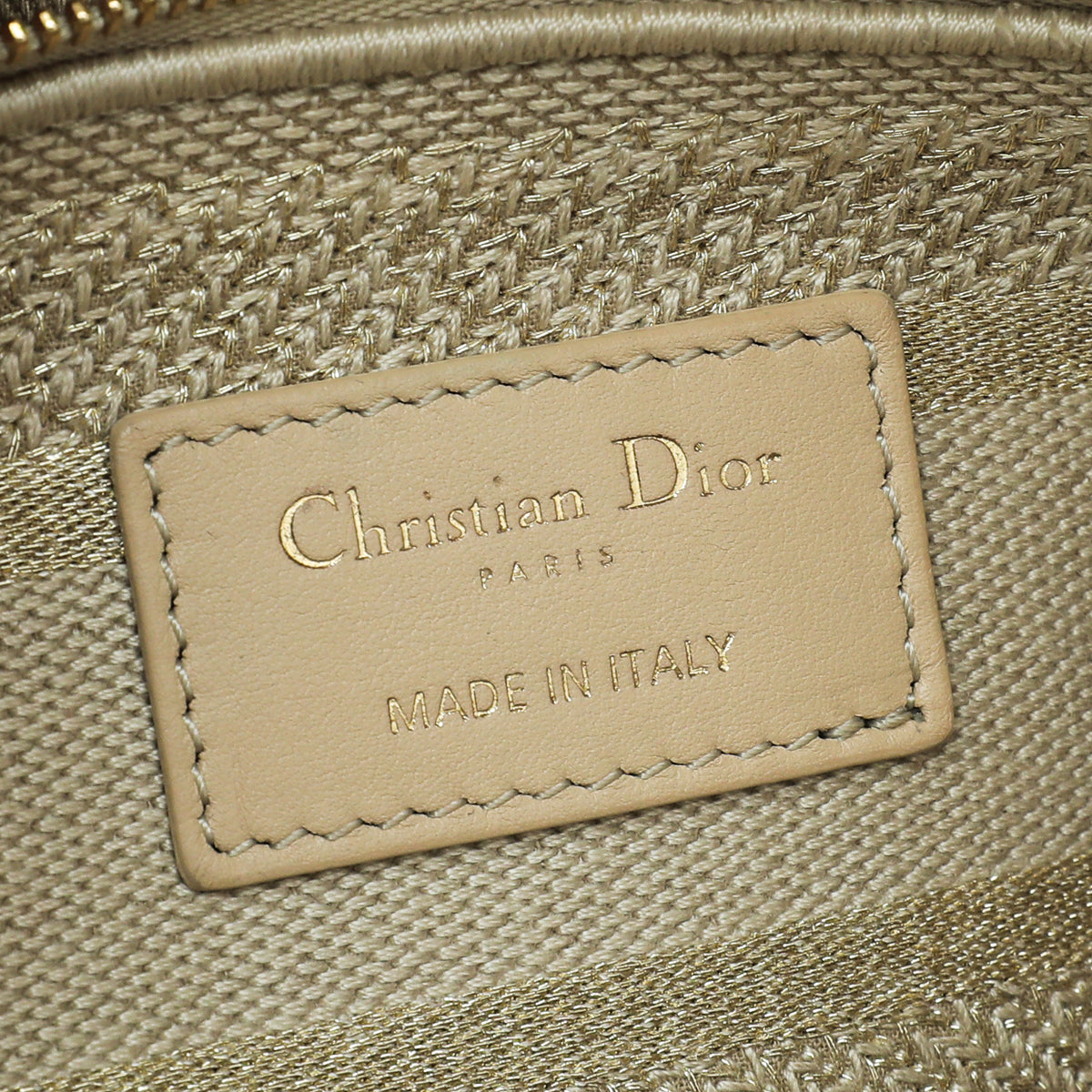 Christian Dior Gold Tone Lady Dior D-Lite Medium Bag