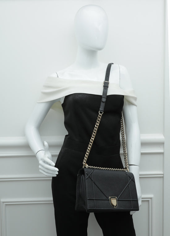 Christian Dior Black Diorama Flap Medium Bag