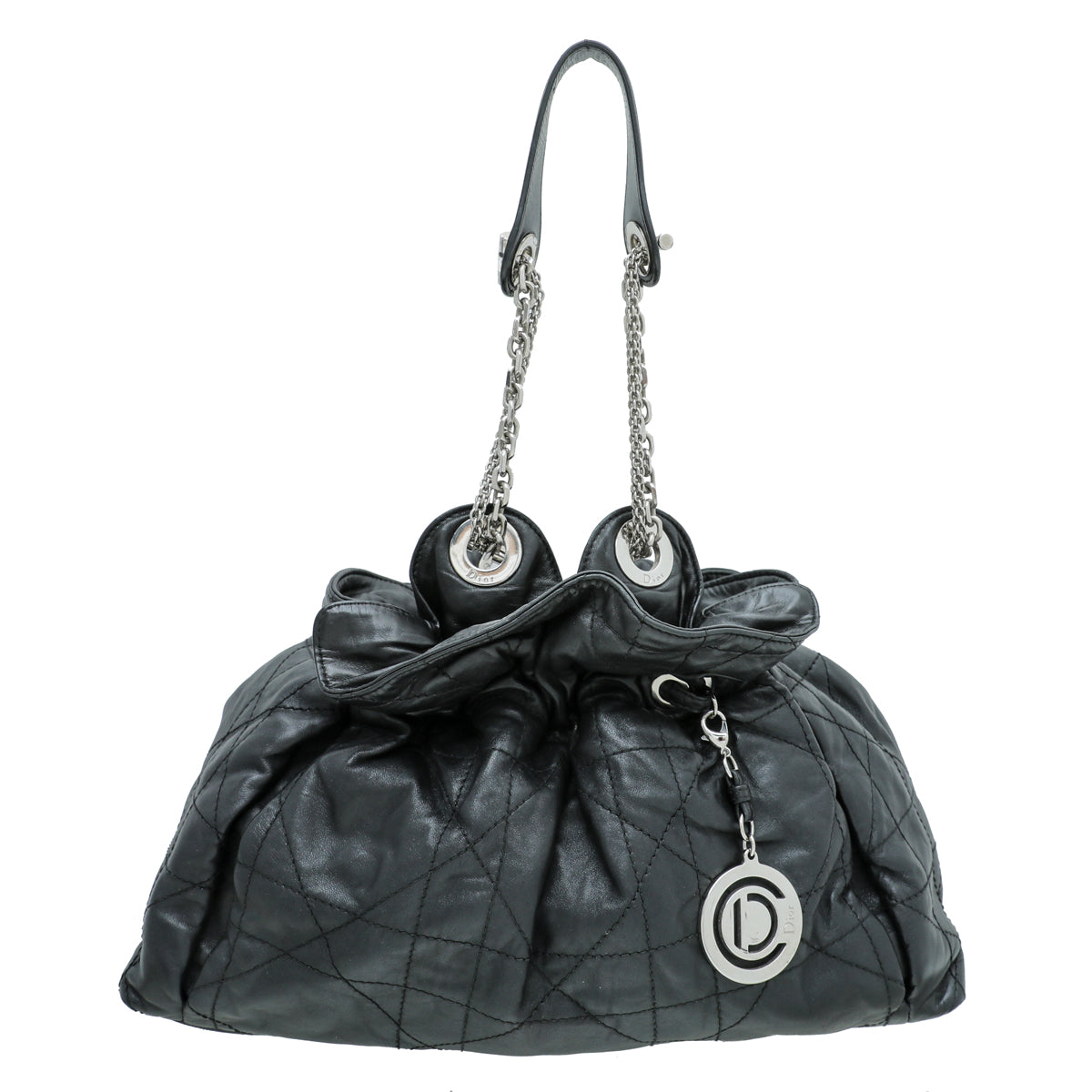 Christian Dior Black Cannage Drawstring Bag-Christian Dior-THE CLOSET