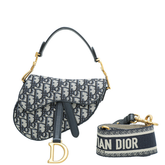 Dior - Saddle Pouch with Chain Blue Dior Oblique Jacquard - Women