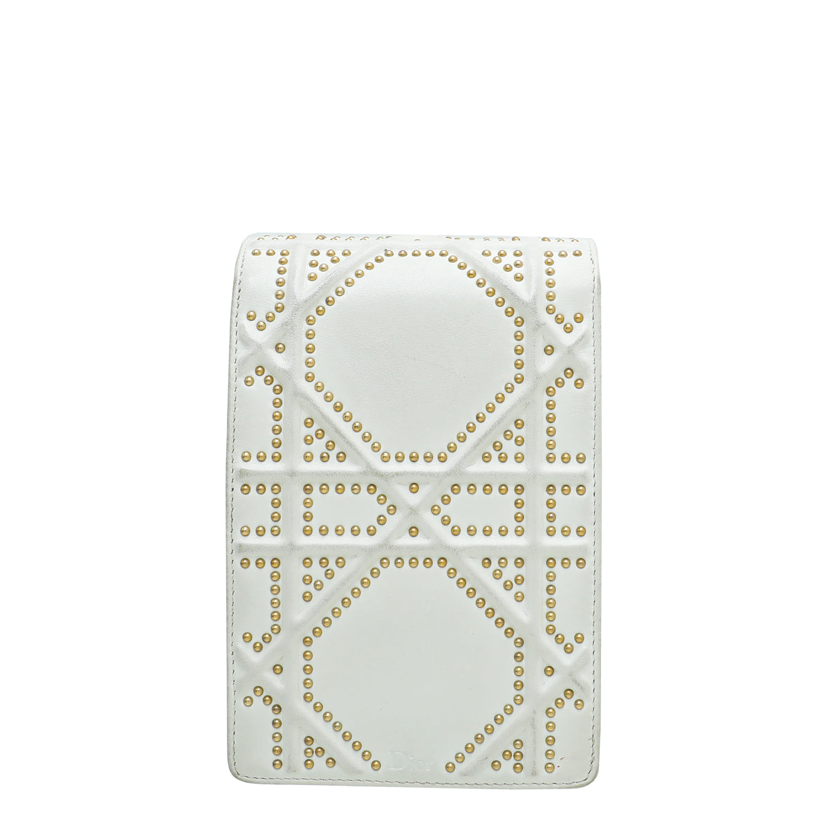 Christian Dior White Diorama Studs Vertical Chain Clutch-Christian Dior-THE CLOSET