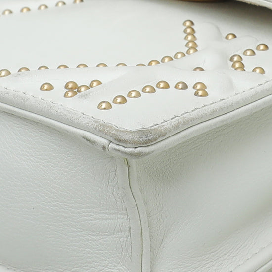 Christian Dior White Diorama Studs Vertical Chain Clutch