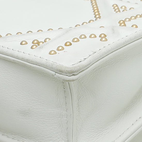 Christian Dior White Diorama Studs Vertical Chain Clutch