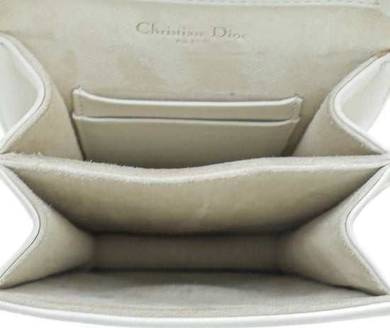 Christian Dior White Diorama Studs Vertical Chain Clutch