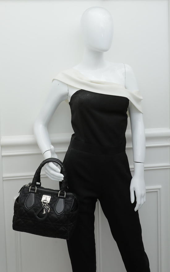 Christian Dior Black Nylon Mini Lady Dior Bag