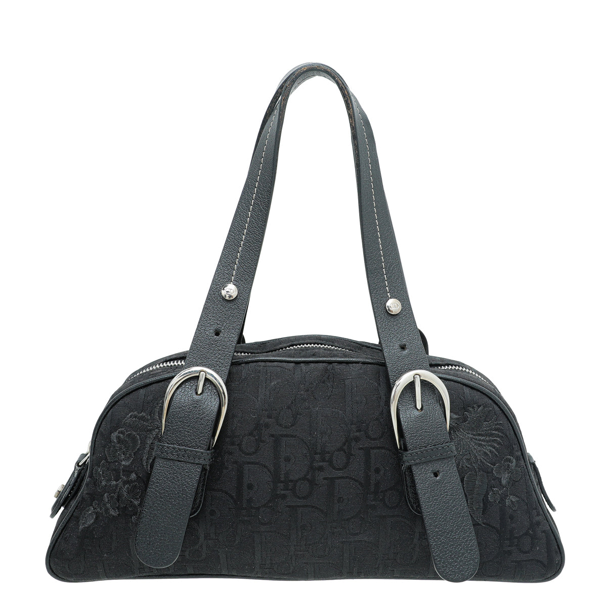 Christian Dior Black Vintage Oblique Flower Jacquard Bag-Christian Dior-THE CLOSET