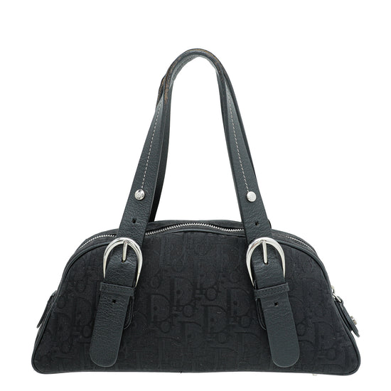 Christian Dior Black Vintage Oblique Flower Jacquard Bag