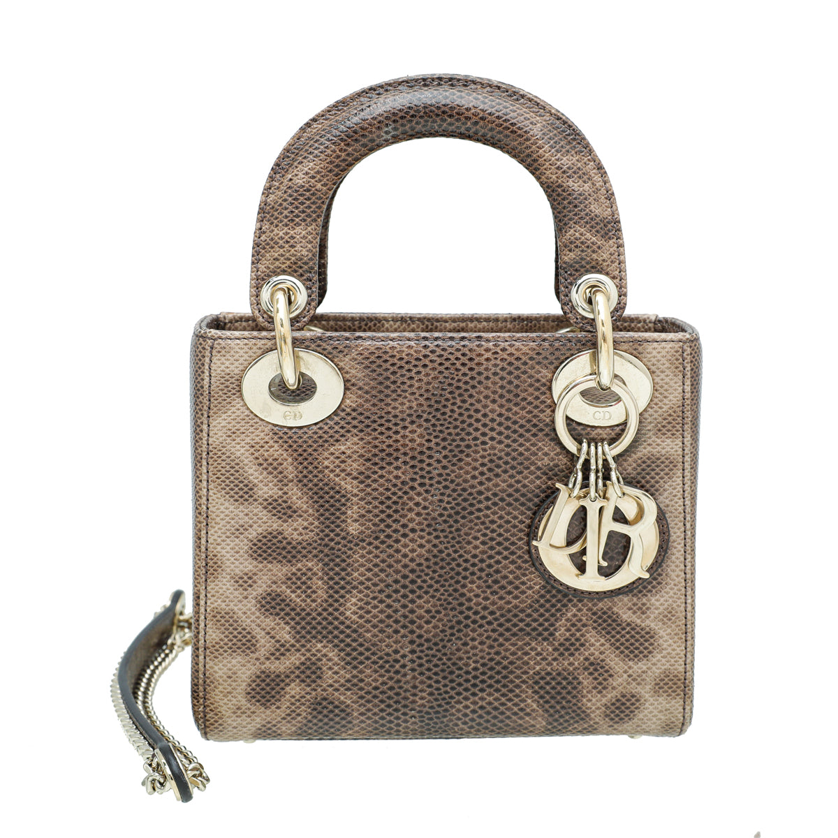 Christian Dior Brown Lizard Lady Dior Mini Chain Bag-Christian Dior-THE CLOSET