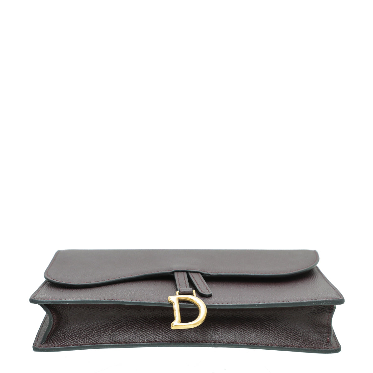 Christian Dior Burgundy Saddle Wallet On Chain