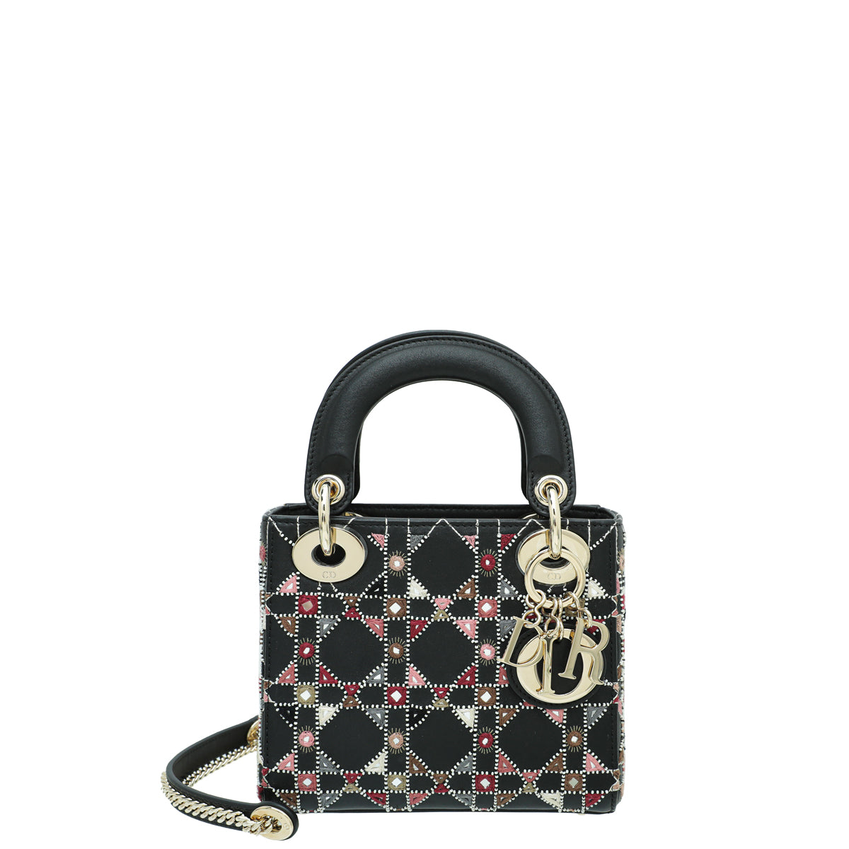 Christian Dior Black Lady Dior Mini Beads Studs Chain Bag-Christian Dior-THE CLOSET