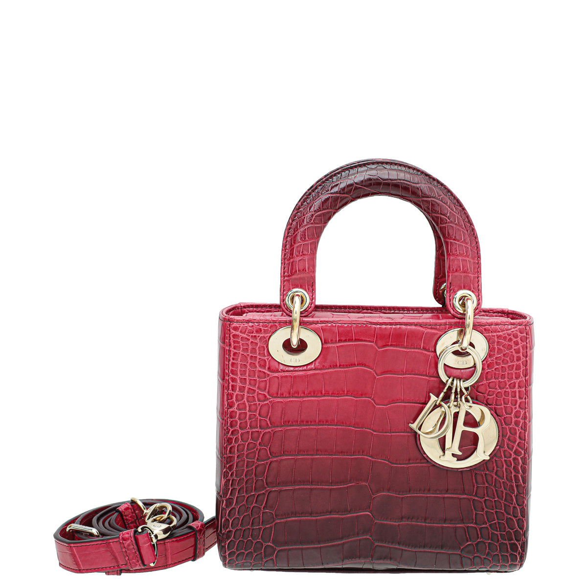 Christian Dior Red Ombre Alligator Lady Dior Small Bag-Christian Dior-THE CLOSET