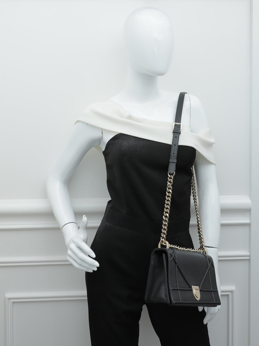 Christian Dior Diorama Flap Bag Lambskin Mini Black 1467201