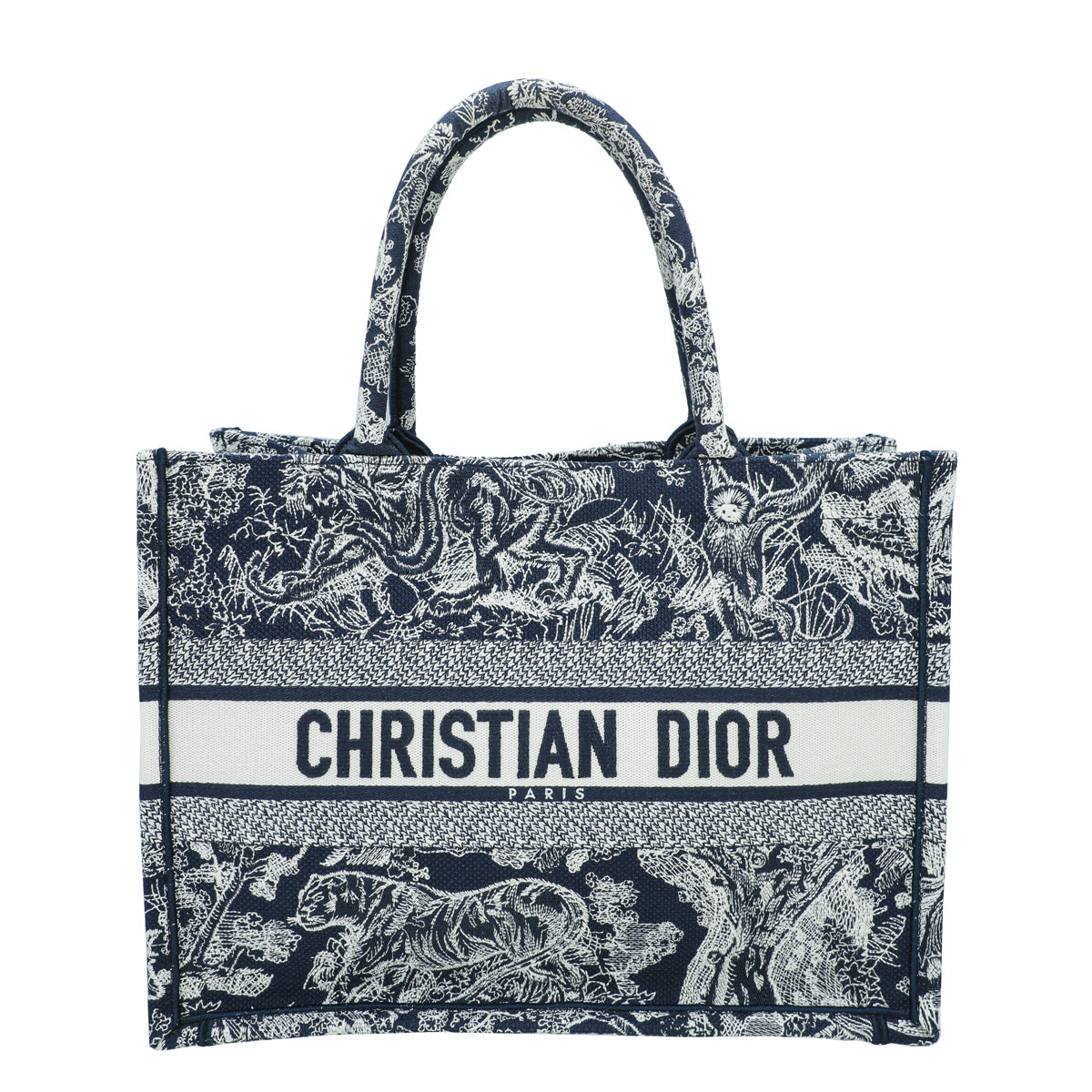 Christian Dior Navy Blue Toile De Jouy Book Tote Medium Bag-Christian Dior-THE CLOSET