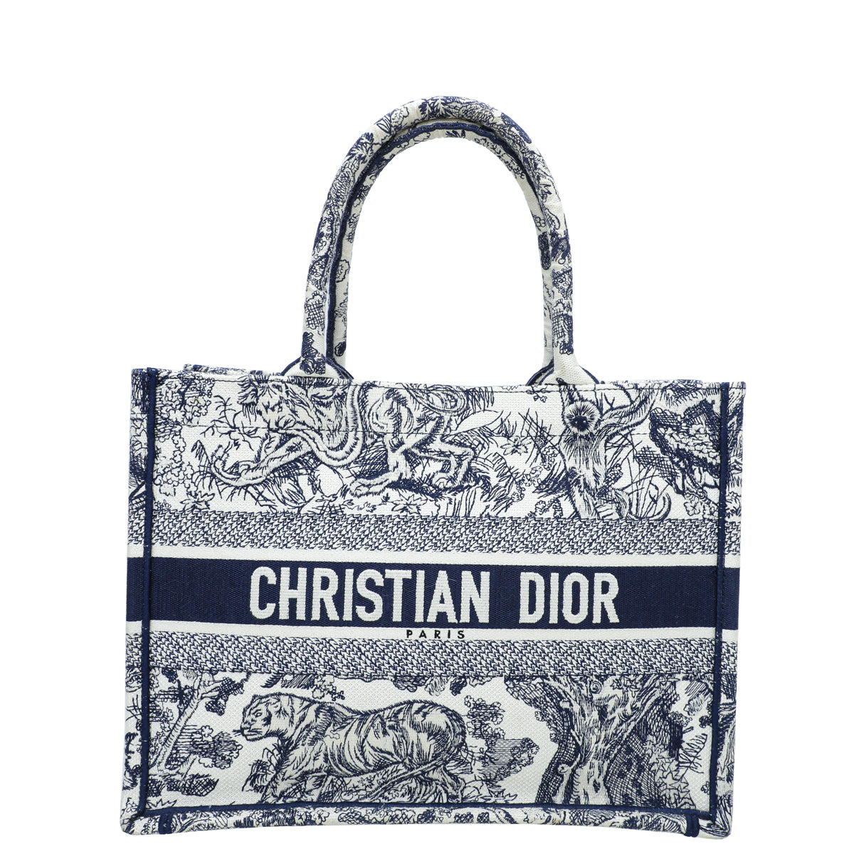 Christian Dior Navy Blue Toile De Jouy Book Tote Medium Bag-Christian Dior-THE CLOSET