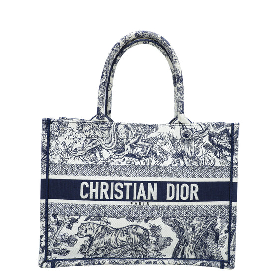 Christian Dior Navy Blue Toile De Jouy Book Tote Medium Bag – The Closet